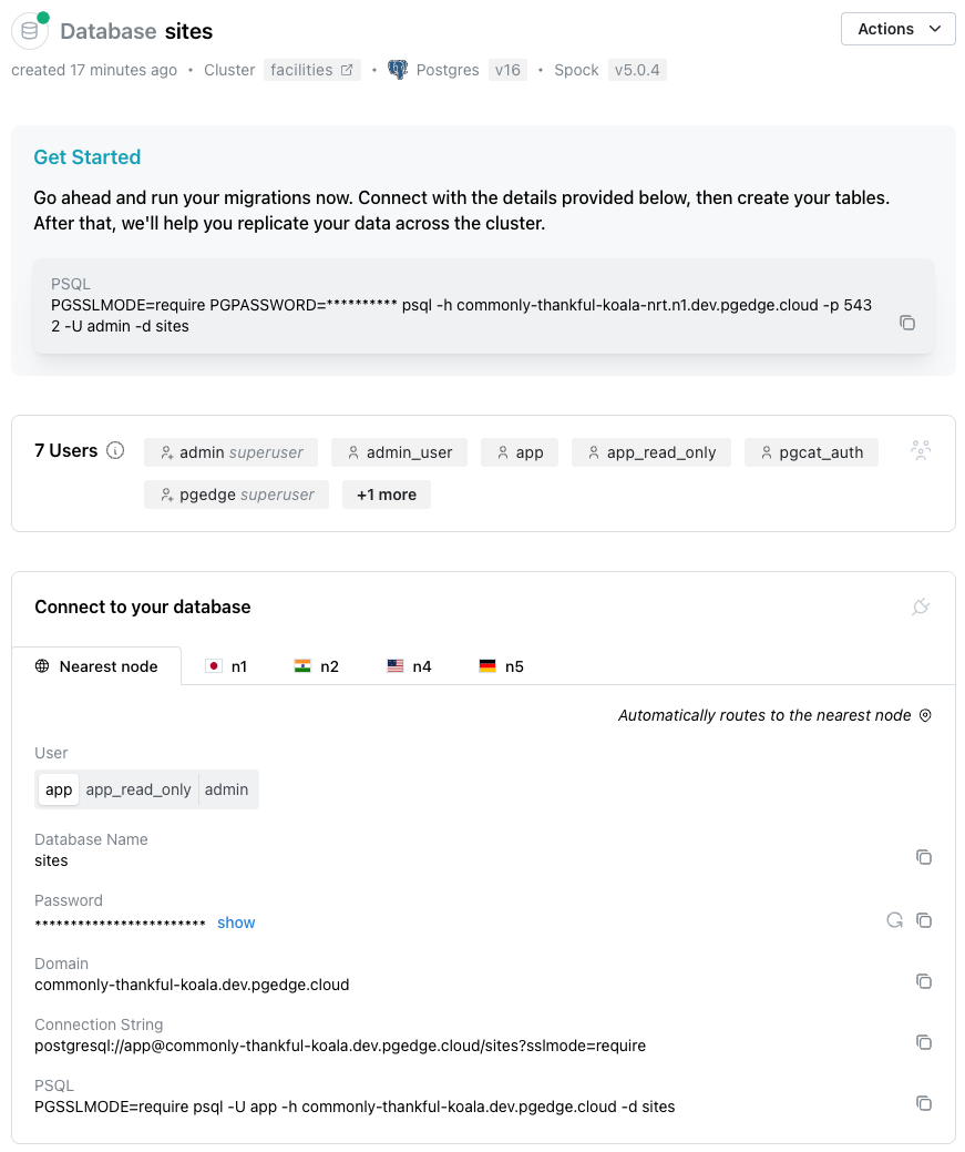 pgEdge Database Console