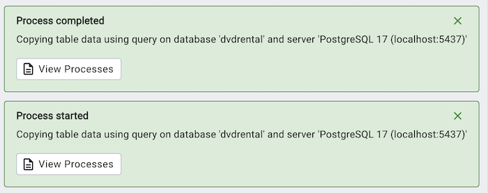 Export data using query completion notification